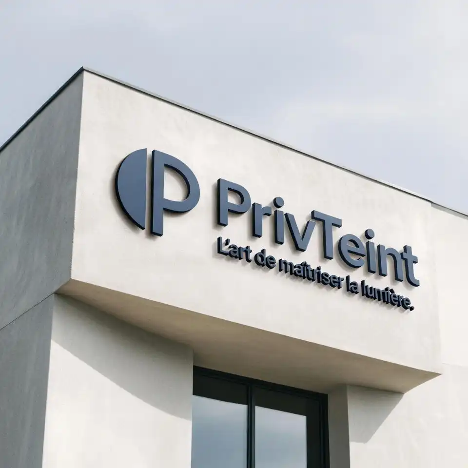 Enseigne PrivTeint sur la façade des locaux à Hyères — Films pour vitrages à Hyères, Var